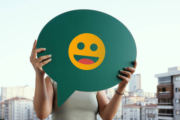 Yellow smiling emoji. A smile emoji . Always be happy in your life. Smile emoji with white background. Copy space for text, nobody