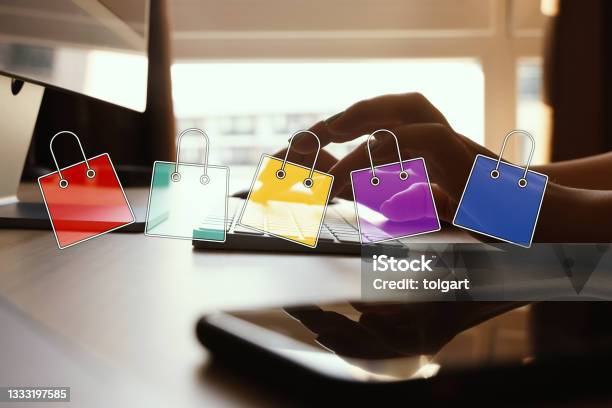 Shopping Internet. Computer Internet Shopping With Computer Stock Photo - Download Image Now ...