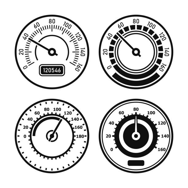 автомобильный спидометр установлен на белом фоне. вектор - odometer backgrounds black car stock illustrations