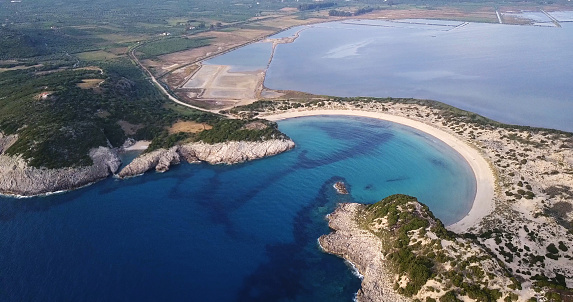 Aerial view of Voidokilia lagoon at Peloponnese Greece