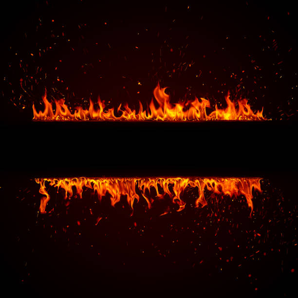 istock Blazing flame border isolated on black 1333204266