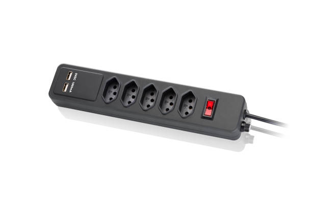 istock Side view of modern type c power strip isolated on white background 1333205487