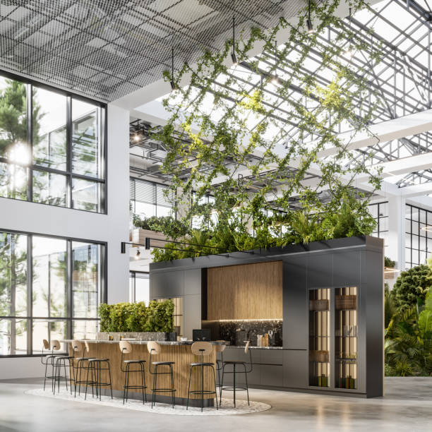 3d render of interior of office coffee shop