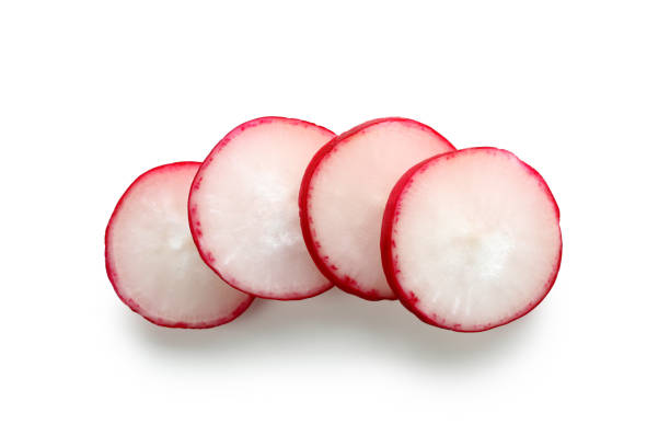 istock Fresh chopped radish on white background, close up 1333208420