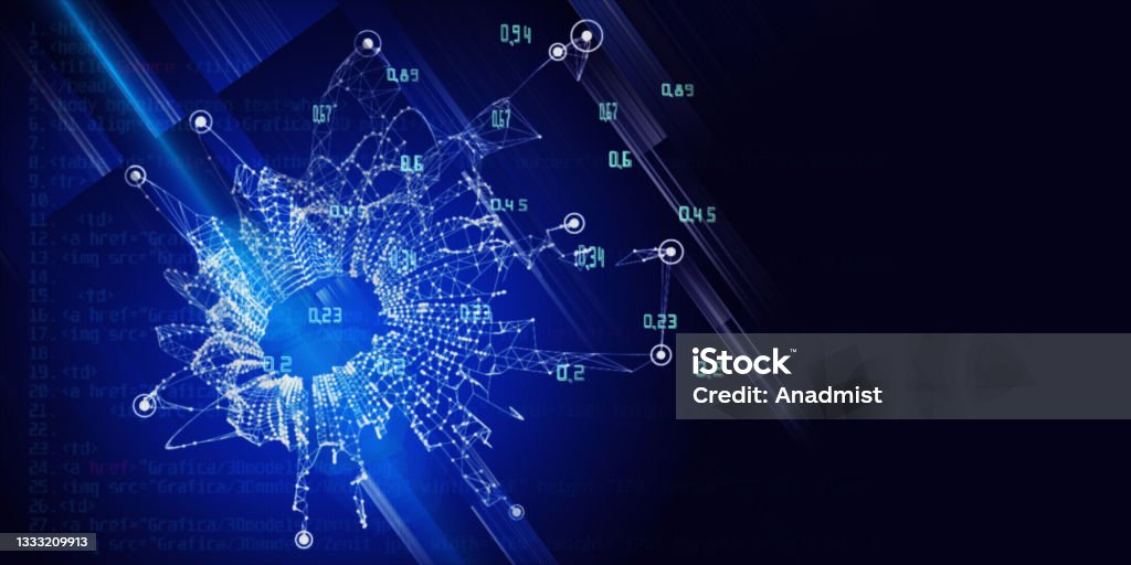 Abstract Technology Background With Polygonal Grid Analyze And Code ...