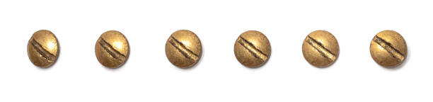 istock Brass round head screw from different perspectives on a white background 1333211576