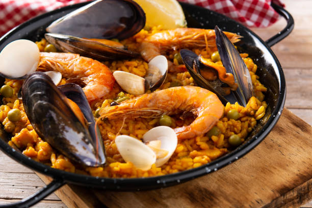 istock Traditional spanish seafood paella 1333213820