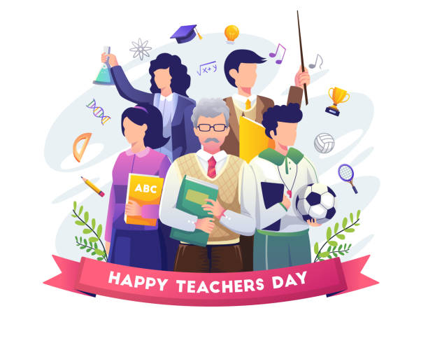 Happy Teacher's Day with A group of teachers from various fields gathers in teacher's day. vector illustration Happy Teacher's Day with A group of teachers from various fields gathers in teacher's day. Flat vector illustration teachers stock illustrations