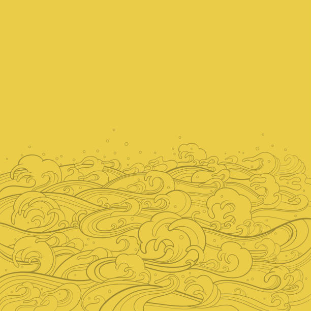 Vector background with waves in traditional oriental style. vector art illustration