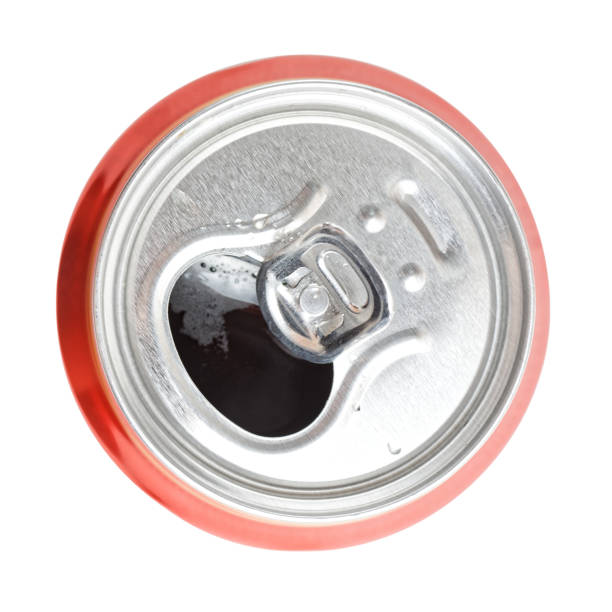 istock Opened aluminum can with beer or soda. Top view. Isolated on white. 1333220182
