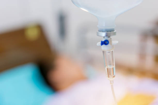 istock Normal saline solution or sodium chloride with infusion bottle drip for patient in hospital 1333220192