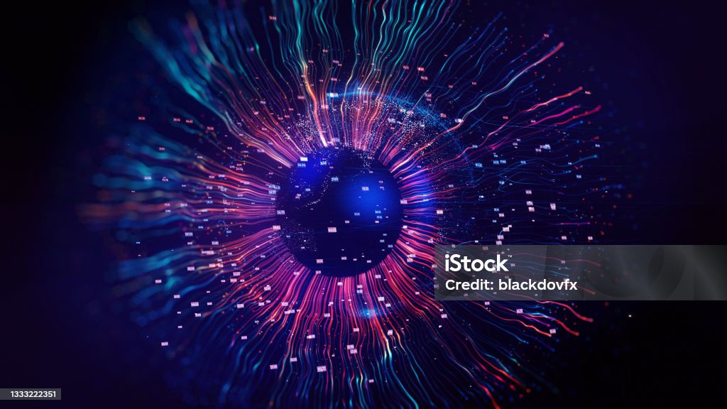4K Resolution of Digital Eye Wave Lines Stock Background Technology Stock Photo