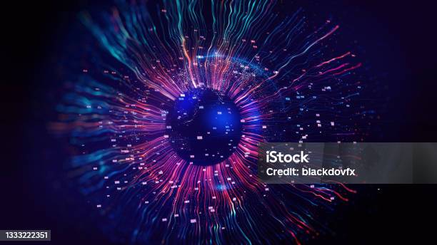 4k Resolution Of Digital Eye Wave Lines Stock Background Stock Photo - Download Image Now