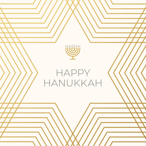 счастливый шаблон открытки хануки. - hanukkah menorah candle judaism stock illustrations