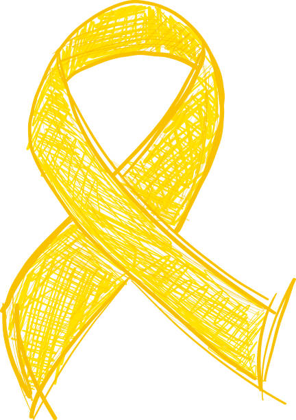 白い背景に隔離された黄色のリボンの認識 - white background isolated ribbon awareness ribbon点のイラスト素材／クリップアート素材／マンガ素材／アイコン素材