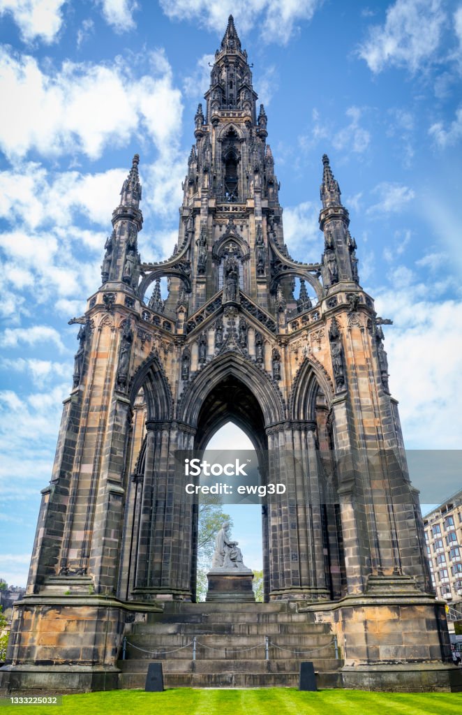 Sir Walter Scott monument in Edinburgh, Scotland, United Kingdom Building Exterior Stock Photo