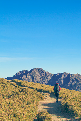 Woman hiking in Hehuan mountain