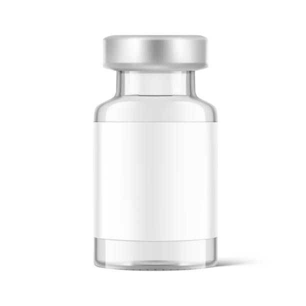istock Transparent glass bottle for vaccine injections mockup. 1333227842