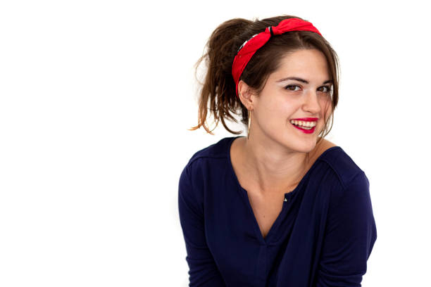 Happiness young women smiling on white background