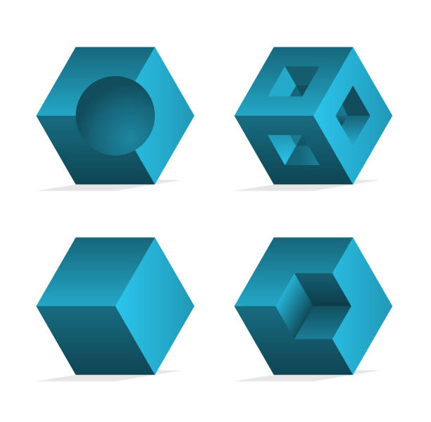illustrazioni stock, clip art, cartoni animati e icone di tendenza di esagoni solidi - hexagon three dimensional shape diagram abstract