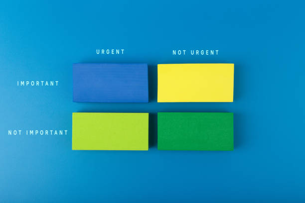 Colorful Eisenhower matrix concept on blue background