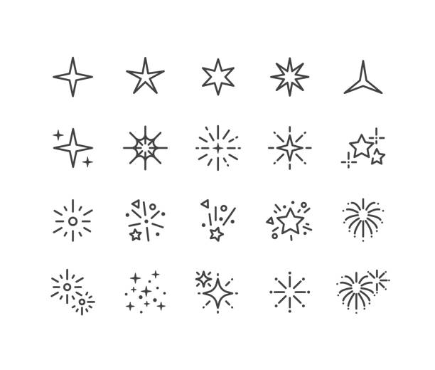 ilustrações de stock, clip art, desenhos animados e ícones de sparkles icons - classic line series - isolated on white flash