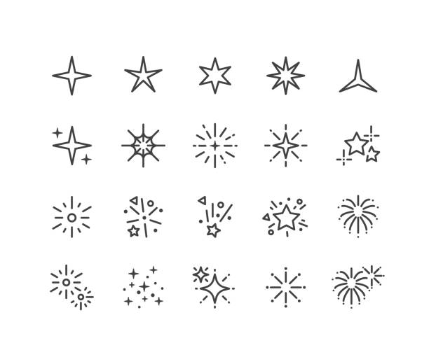 Sparkles Icons - Classic Line Series Editable Stroke - Sparkles - Line Icons sparks stock illustrations