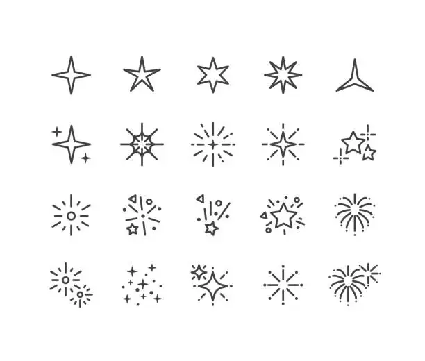 Vector illustration of Sparkles Icons - Classic Line Series