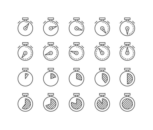 스톱워치 아이콘 - 클래식 라인 시리즈 - clock face symbol computer icon gauge stock illustrations