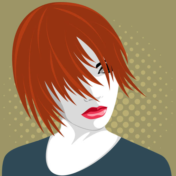 illustrations, cliparts, dessins animés et icônes de portrait d’une jeune femme rousse rebelle - hairstyle human hair human lips make up