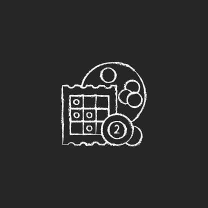 Bingo Chalk White Icon On Dark Background Stock Illustration - Download
