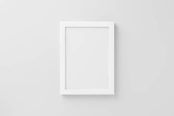 istock Rectangular wall picture photo frame mockup in blue background, Banner or poster template, 3d render. 1333246133