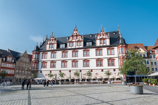 Coburg, Germany, July 19, 2021: the town hall on the main square in Coburg