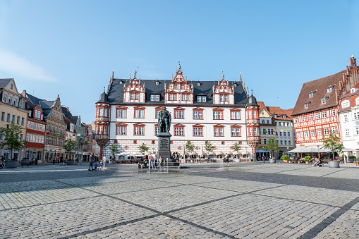 Coburg, Germany, July 19, 2021: the town hall on the main square in Coburg