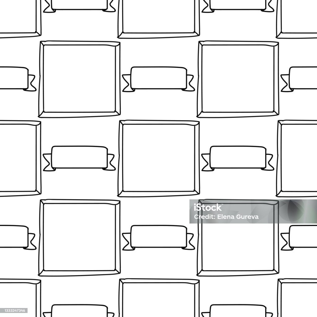 Simple Pattern Frame Background With Hand Drawn Frames Simple Black Vector Seamless Pattern ...