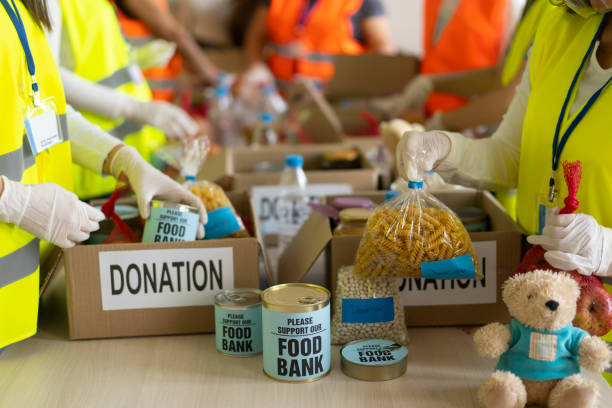 istock Food bank volunteering in process 1333248608