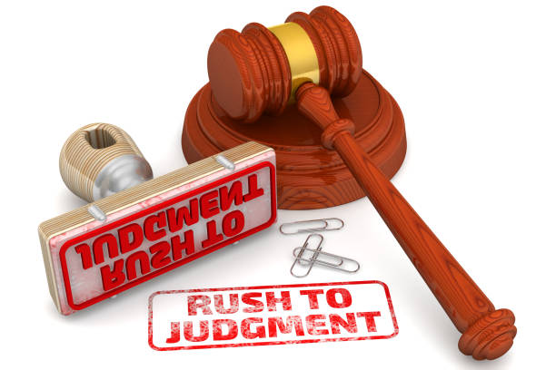 istock Rush to judgment. The stamp and an imprint 1333252530