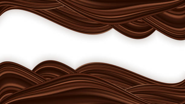 шоколадный волнистый вихревый фон. гладкие шоколадные волны, изогнутая каймка для плаката или баннера. гладкая атласная текстура, темно-ко� - brown silk satin backgrounds stock illustrations