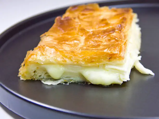 Turkish cuisine water börek with salad su böreği, Turkish Su Boregi / Tabla borek or burek, Turkish patty; pastry tray