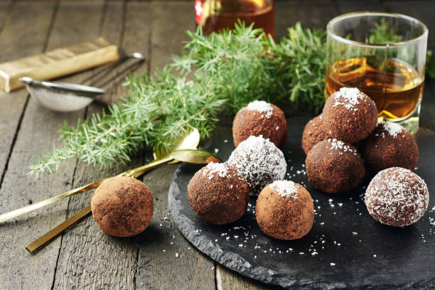 istock Chocolate rum balls with coconut. 1333255940