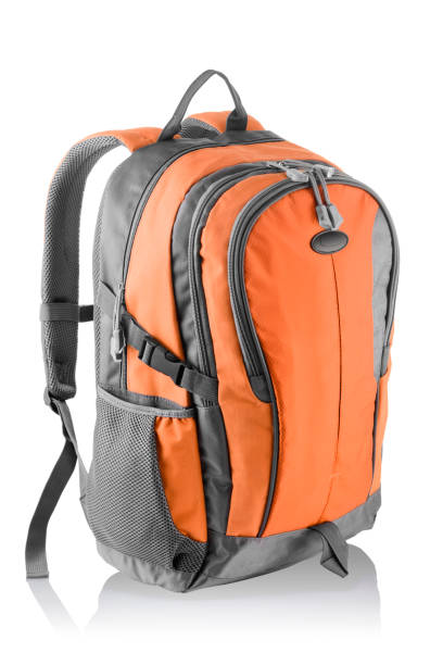 istock Orange and gray waterproof backpack with notebook pocket isolated 1333256084