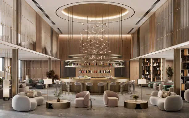 Photo of Digitally rendered image of a five-star hotel interior