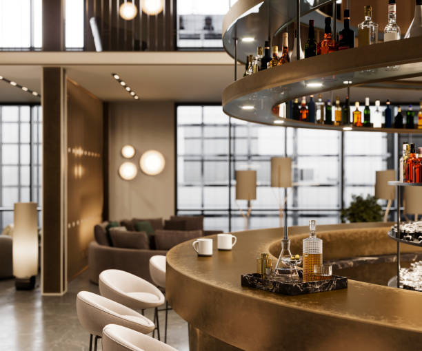 istock 3d render of a luxury hotel bar 1333257969