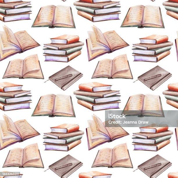 Book Stack Alpha Pattern Seamless Pattern With Book Stacks Stock Illustration - Download Image ...
