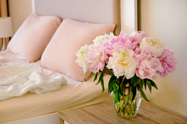 istock Pink and white peonies at home. 1333265858