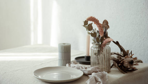 istock Minimalistic composition with Scandinavian home decor details copy space. 1333266467
