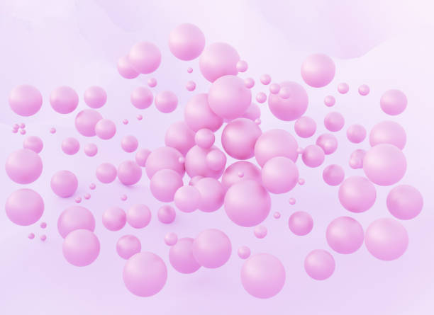 istock Pink pearls scattered in marshmallow space 3d abstract background. 1333266954