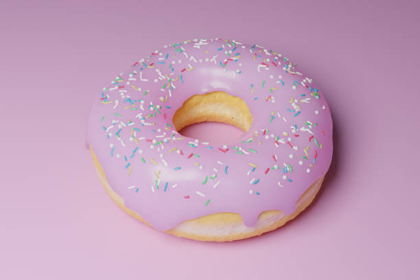 istock Delicious fresh donut on pink background 1333268824