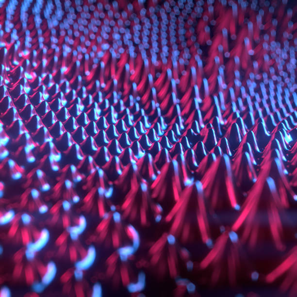 illustrazione digitale di rendering 3d di fluido ferromagnetico lucido multicolore con profondità di campo. modello di design di lusso - ferrofluid foto e immagini stock