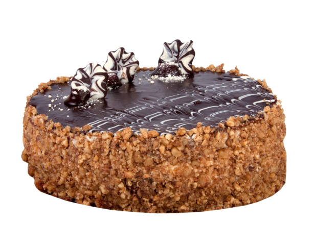 istock chocolate cake with cherry isolated on the white 1333272310